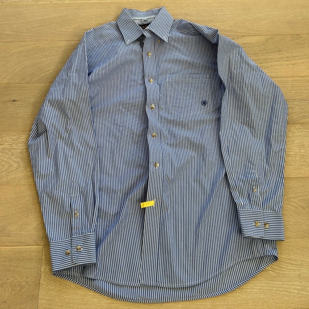 Ariat Western Cowboy Shirt Mens Medium Ranchcore Rodeo Americana Striped